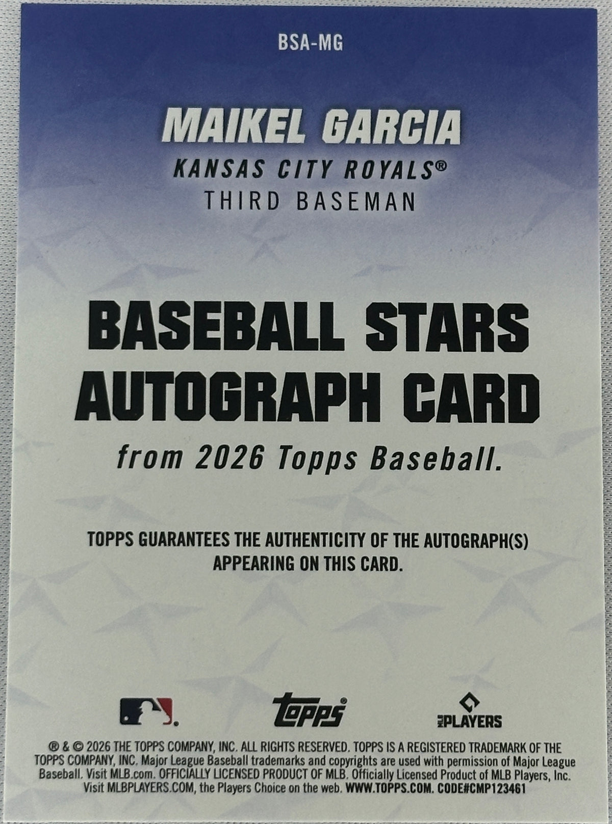 2026 Topps Maikel Garcia Auto #BSA-MG