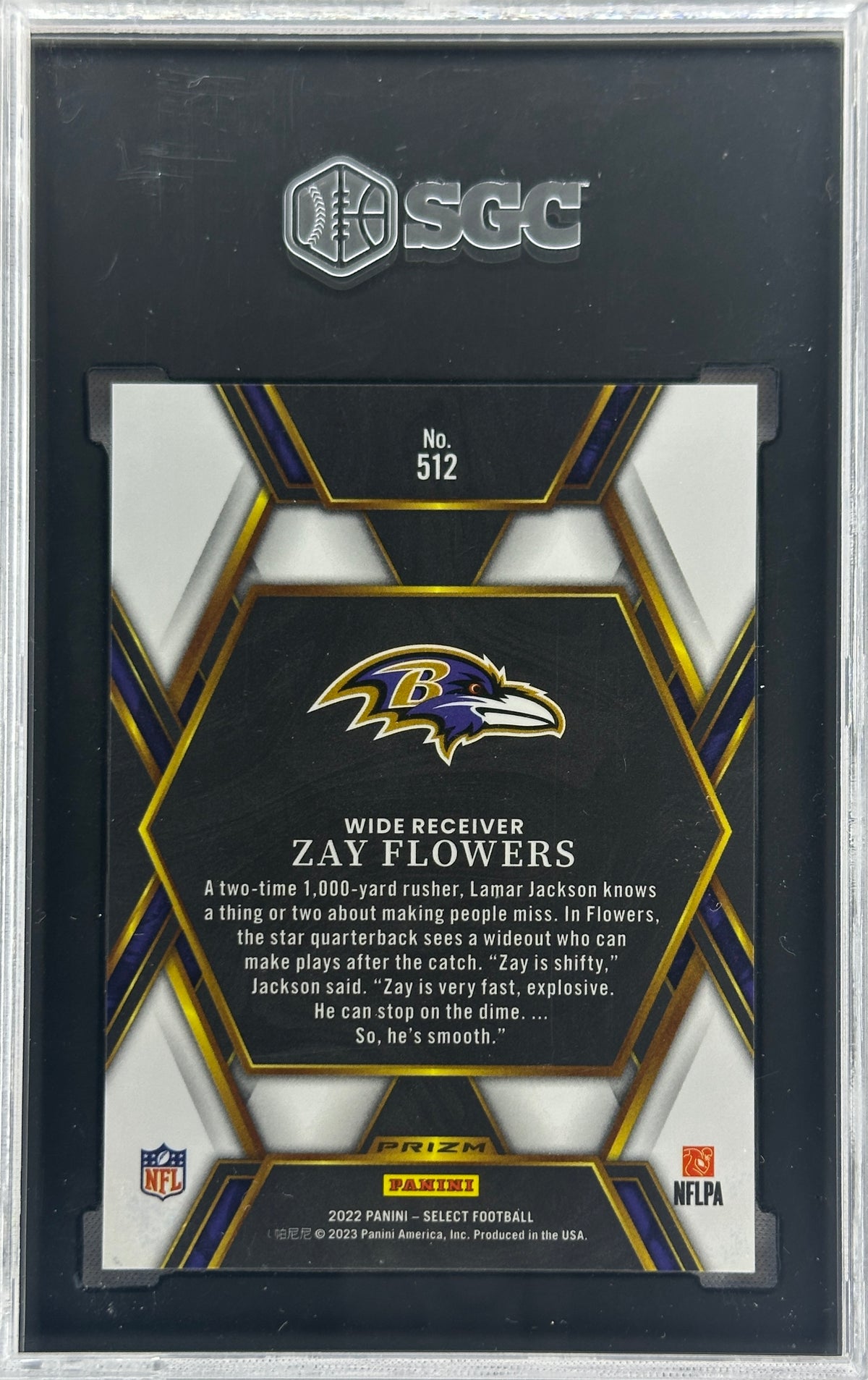 2022 Select Zay Flowers XRC SGC 9.5 #512