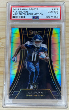 2018 Panini Select A.J Brown XRC PRIZM REDEMPTION #314 PSA 10-1