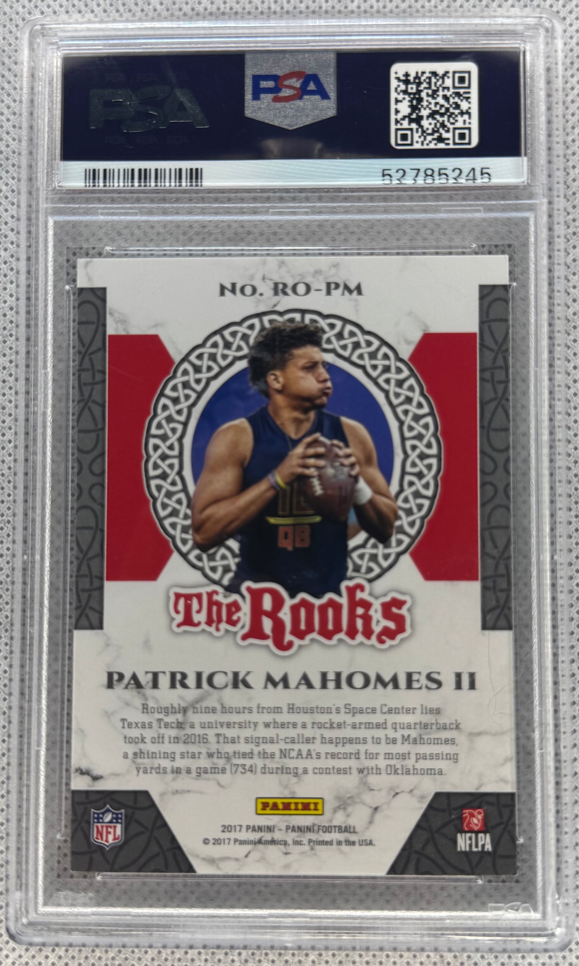 2017 Panini Patrick Mahomes The Rooks #RO-PM PSA 9-2