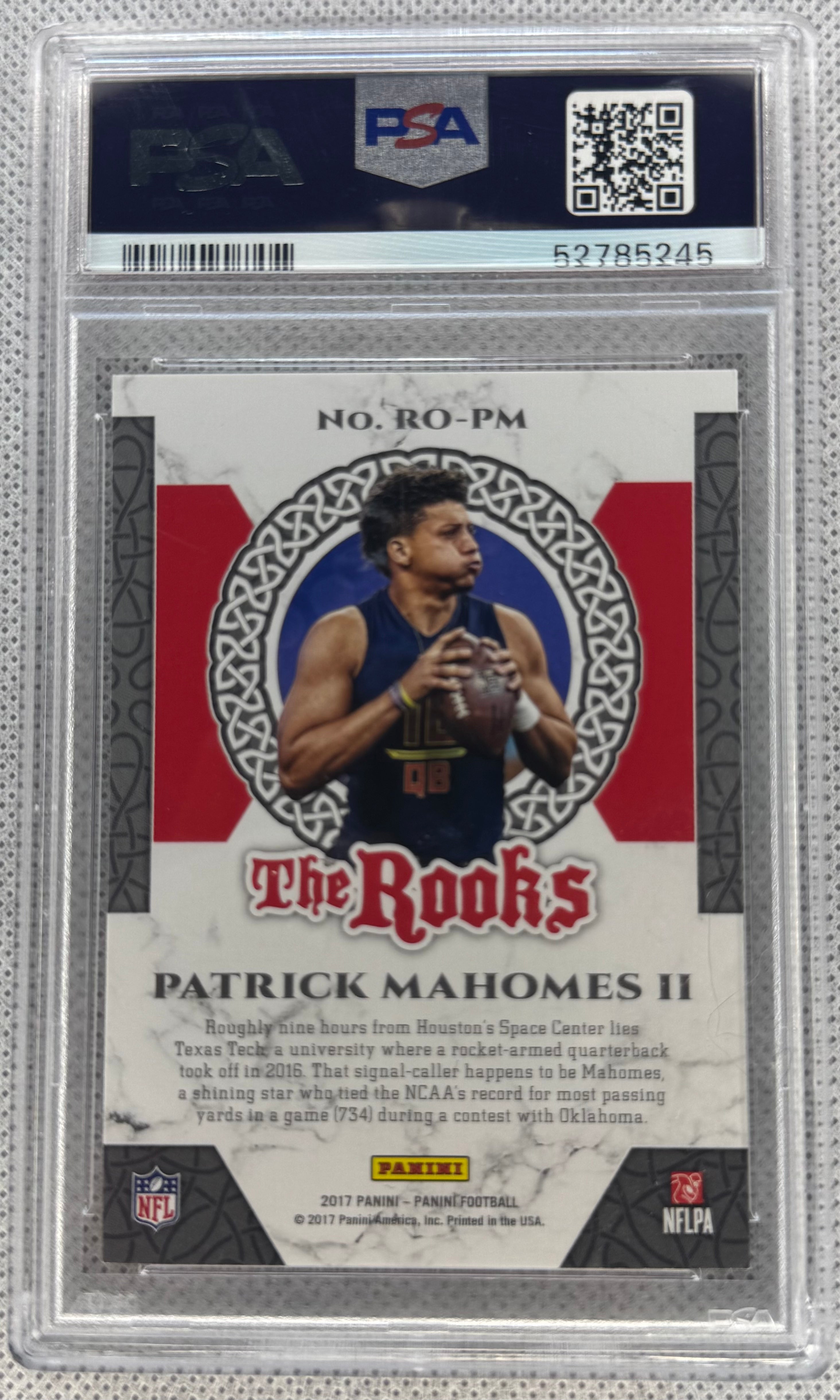 2017 Panini Patrick Mahomes The Rooks #RO-PM PSA 9-2