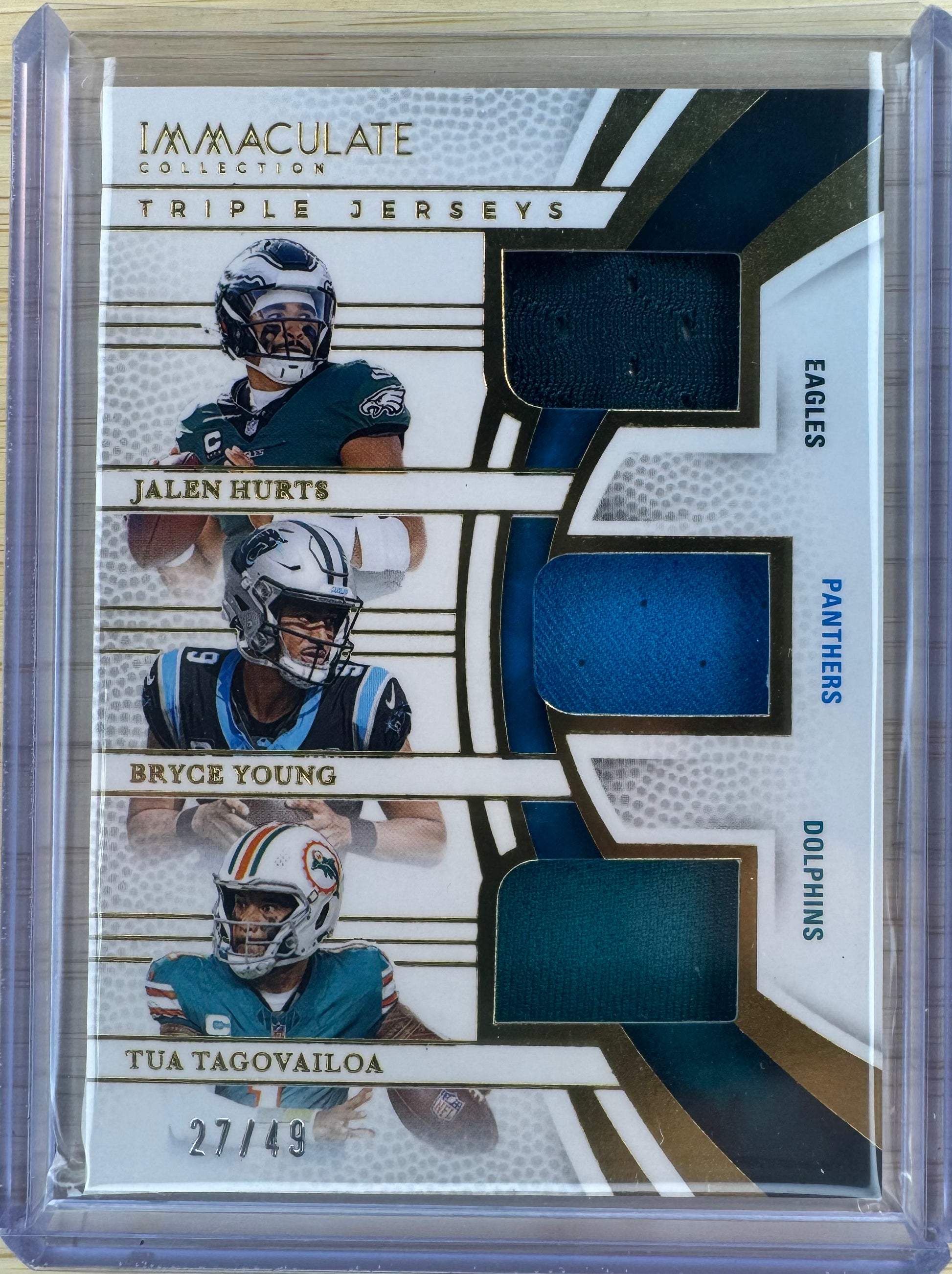 2025 immaculate Jalen Hurts Bryce Young Tua Tagovailoa Triple Jerseys /49 ITJ-HYT-1