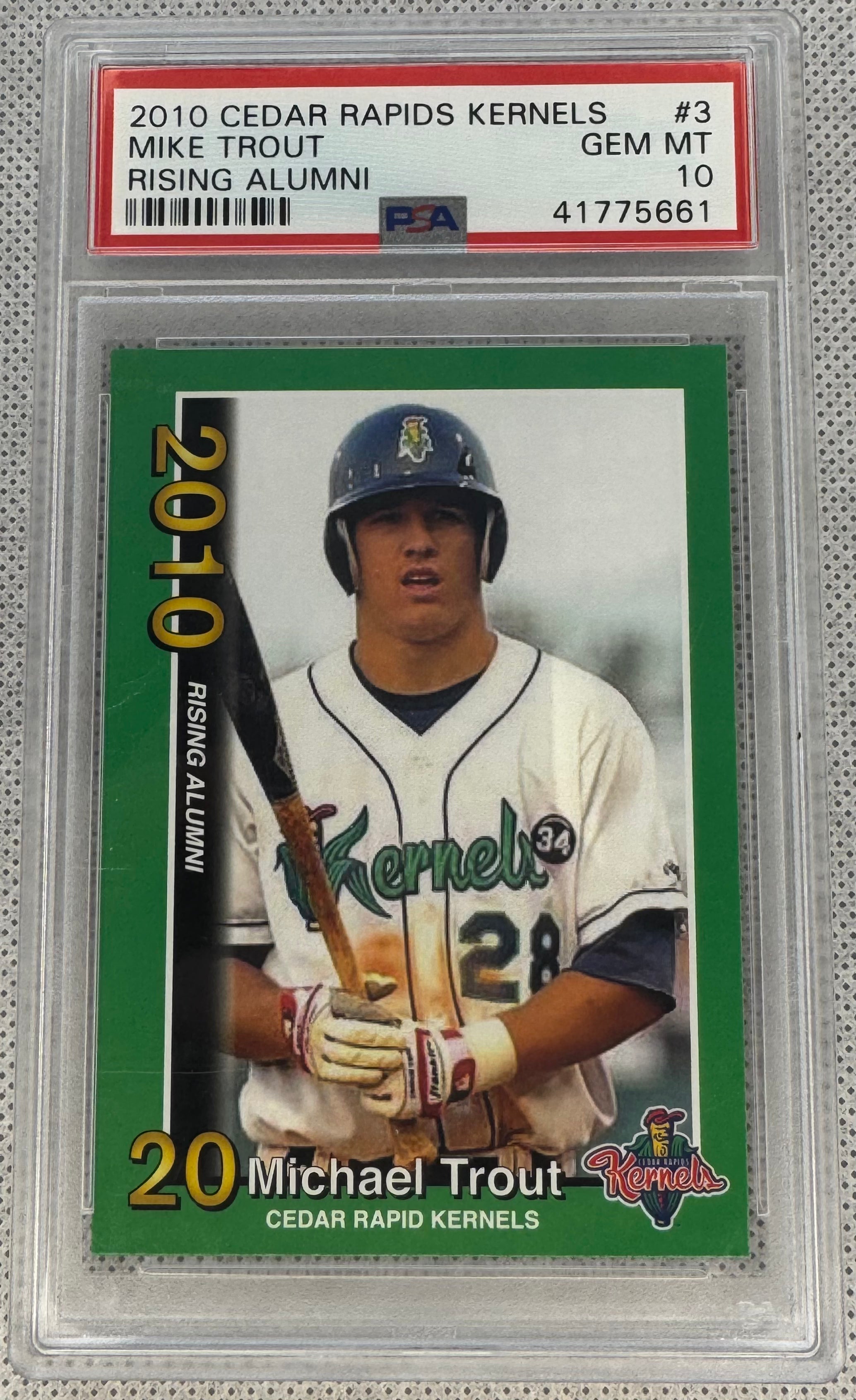 2010 Cedar Ripids Kernels Mike Trout Rising Alumni RC PSA 10