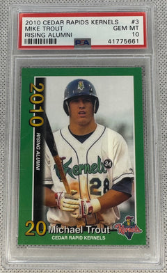 2010 Cedar Ripids Kernels Mike Trout Rising Alumni RC PSA 10-1