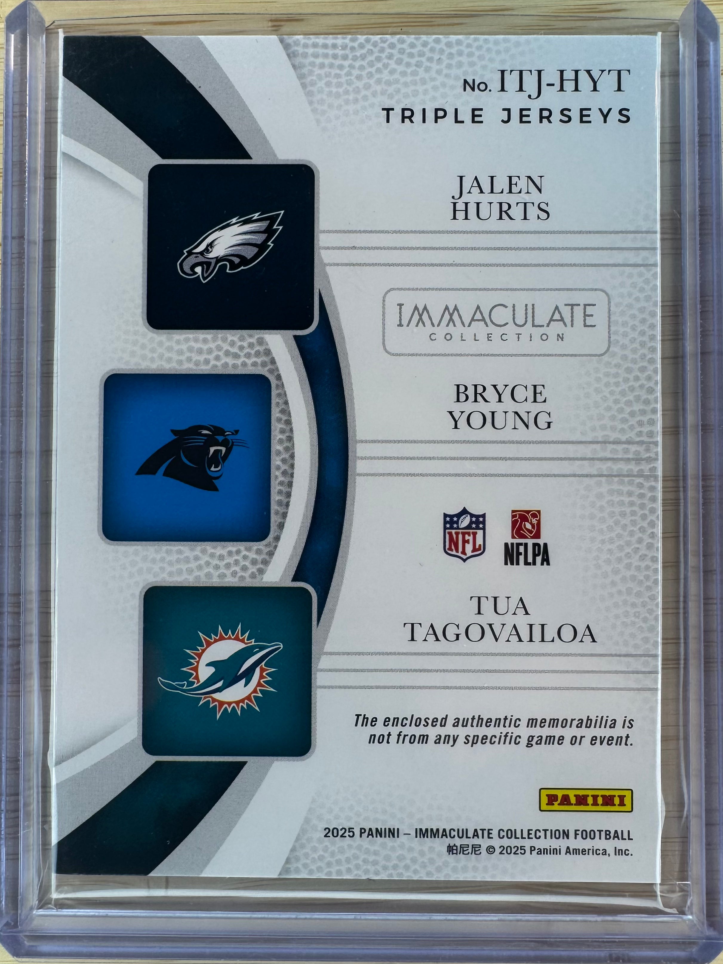 2025 immaculate Jalen Hurts Bryce Young Tua Tagovailoa Triple Jerseys /49 ITJ-HYT-2