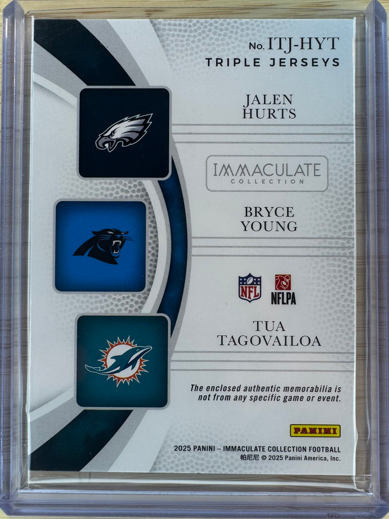 2025 immaculate Jalen Hurts Bryce Young Tua Tagovailoa Triple Jerseys /49 ITJ-HYT-2
