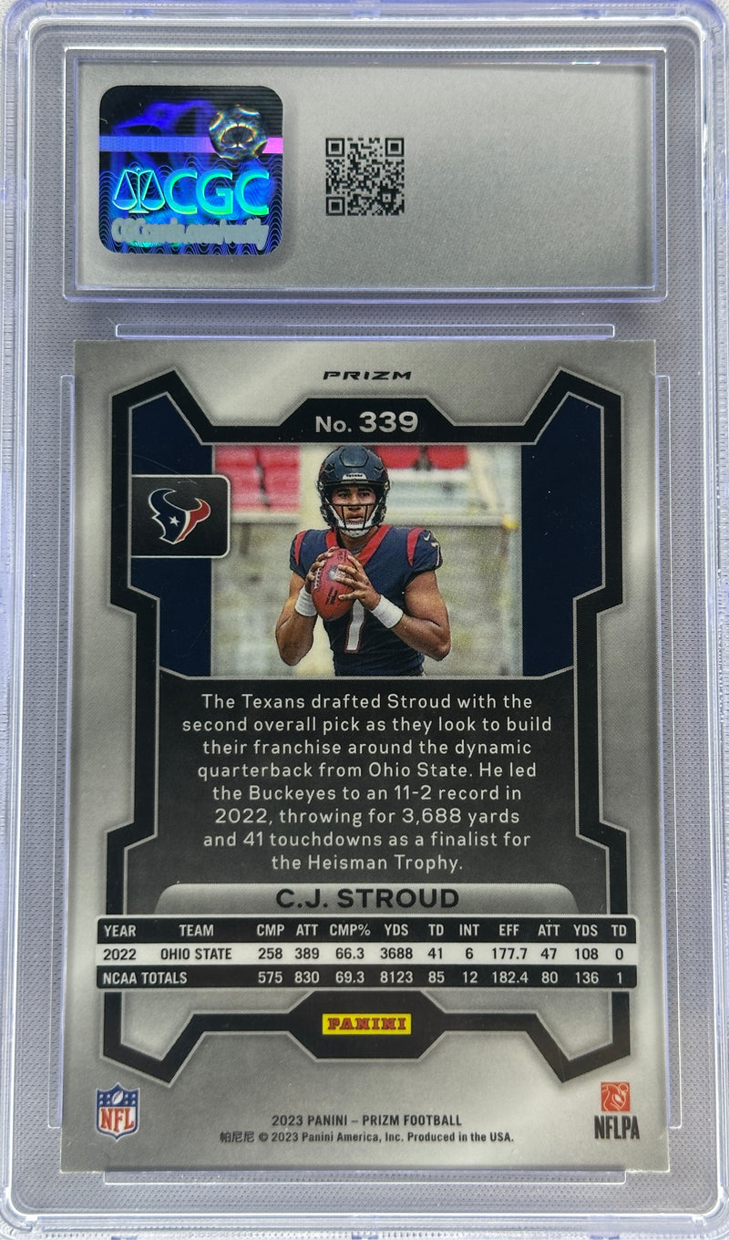 2023 Panini Prizm CJ Stroud Silver Rookie RC CGC 10 #339-2