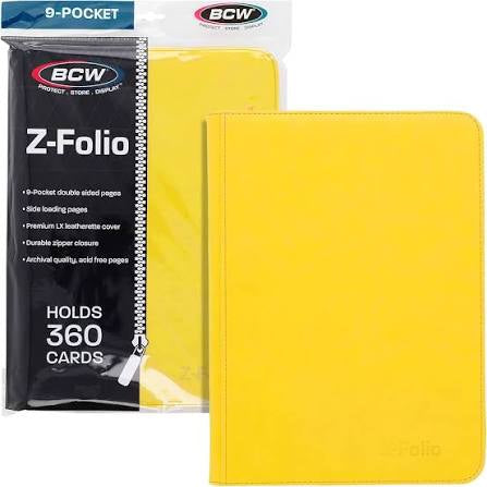 BCW Z-Folio 9 pocket double sided holds 360 yellow