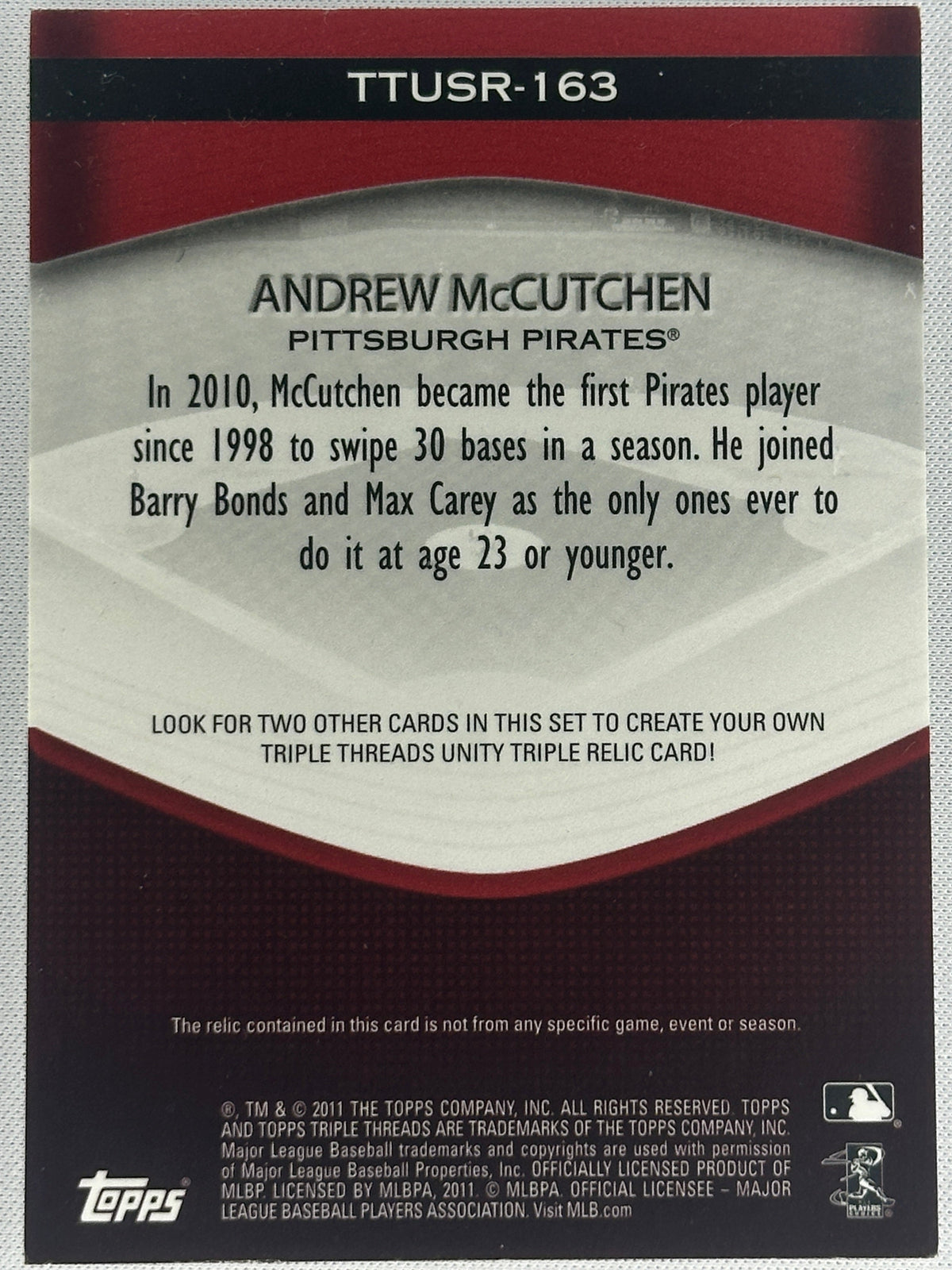 2011 Topps Andrew McCutchen Triple Threads /36 #TTUSR-163-2