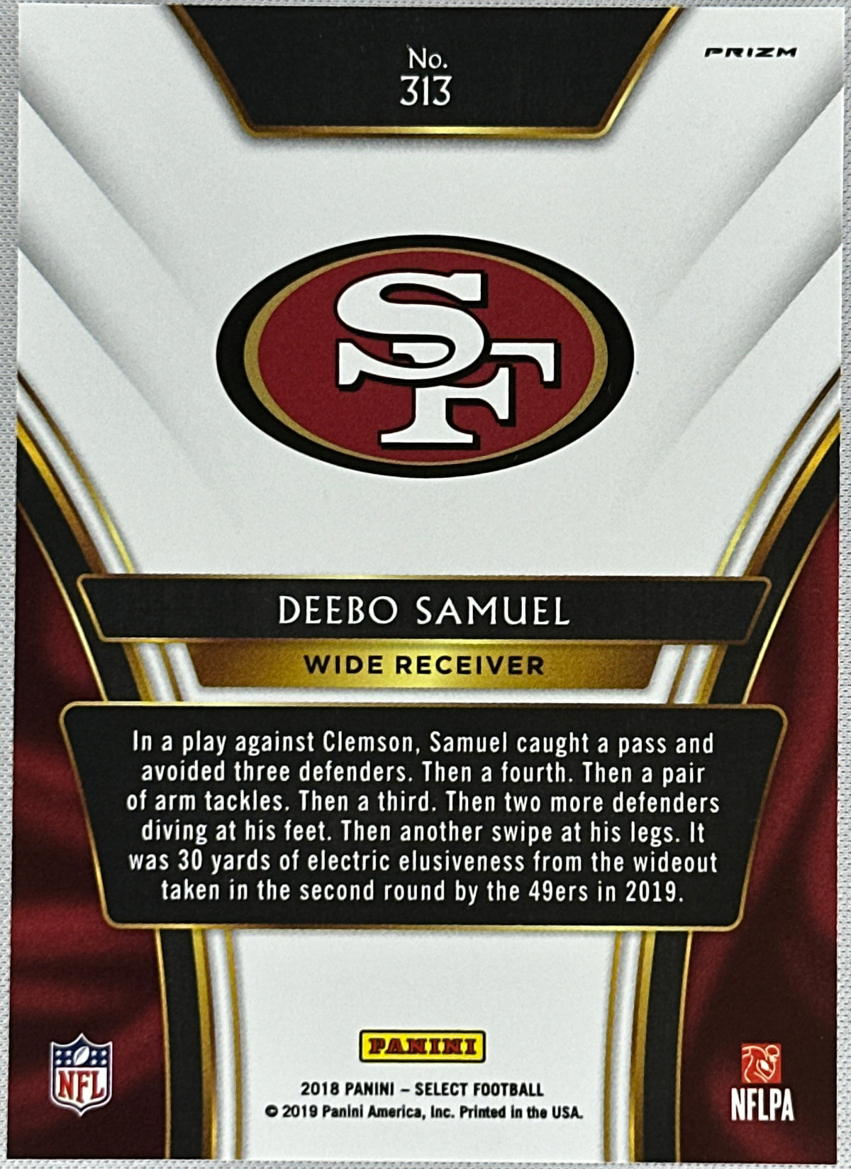 2018 Select Prizm Deebo Samuel Rookie RC #313-2