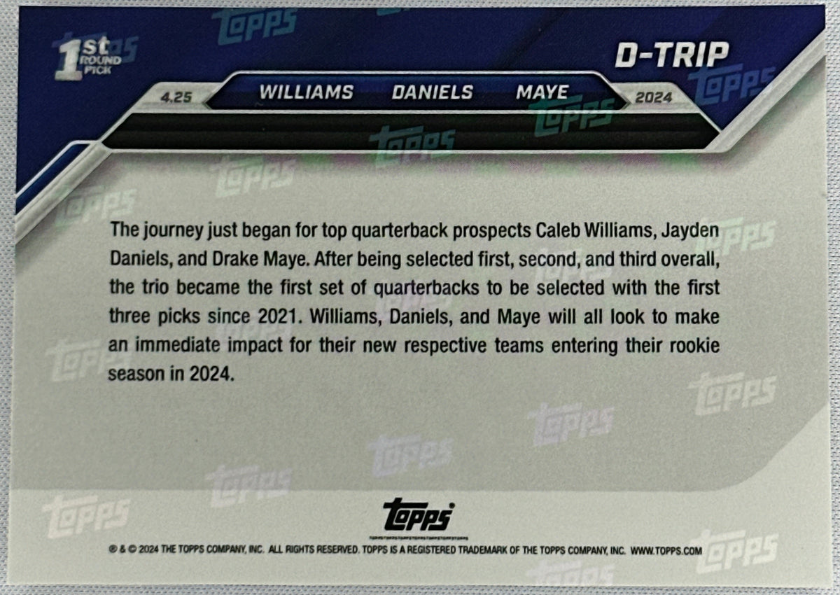 2024 Topps Now Caleb Williams/Jayden Daniels/Drake Maye Rookie RC #D-Trip