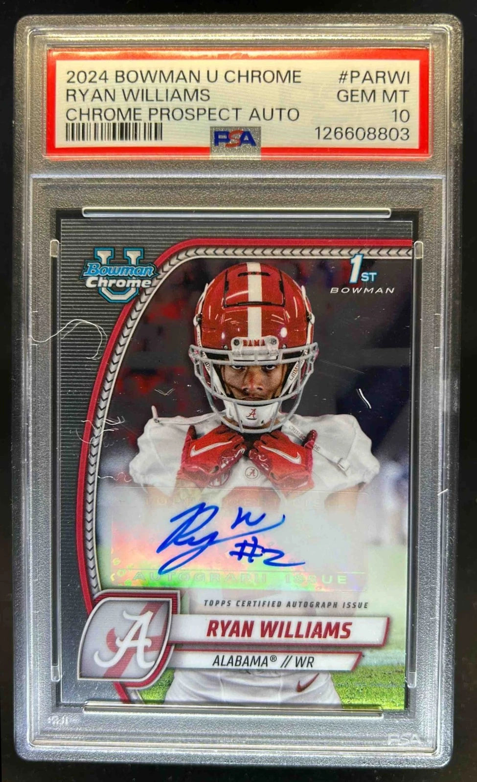 2024 Bowman chrome Ryan Williams auto PSA 10