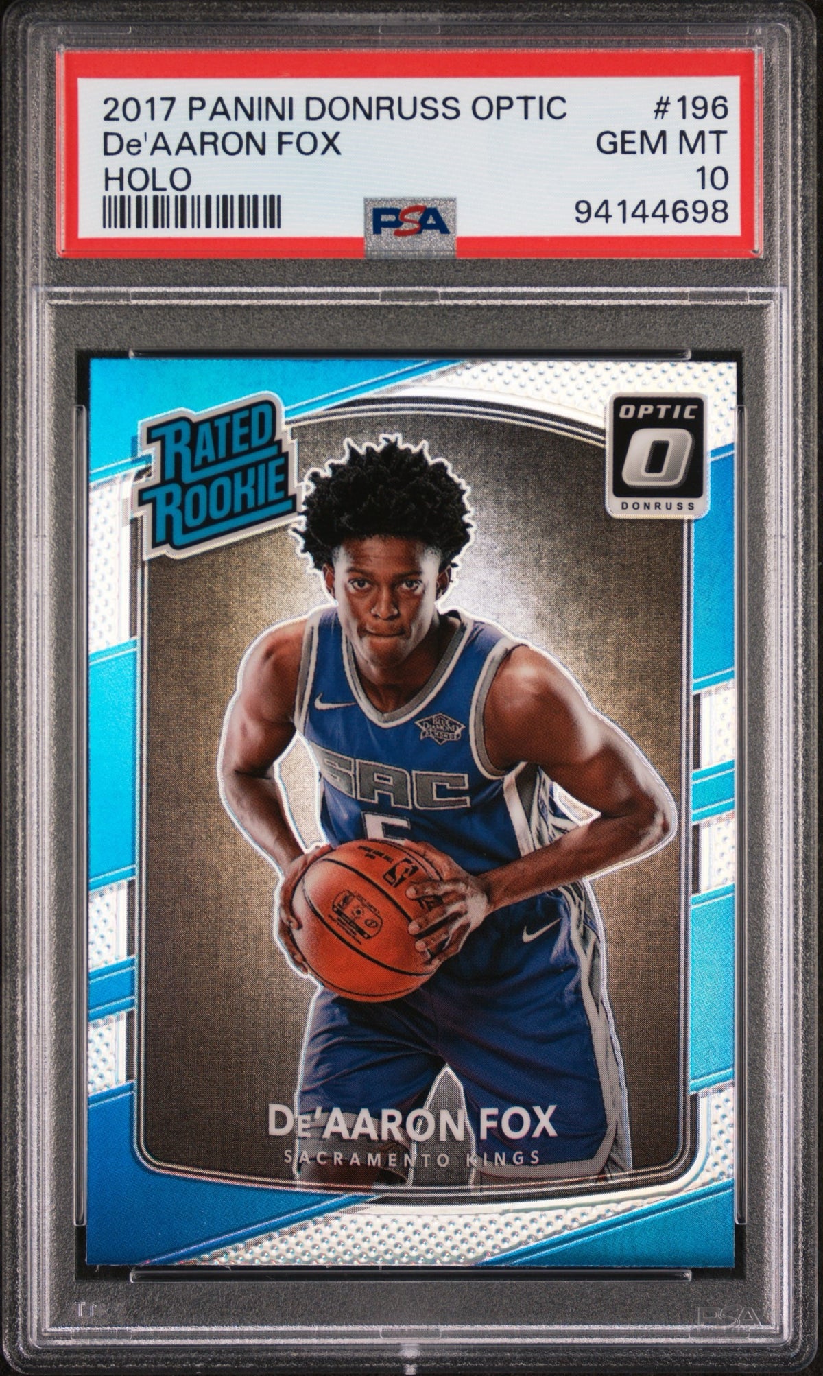 2017 Donruss Optic De’aaron fox holo PSA 10-1