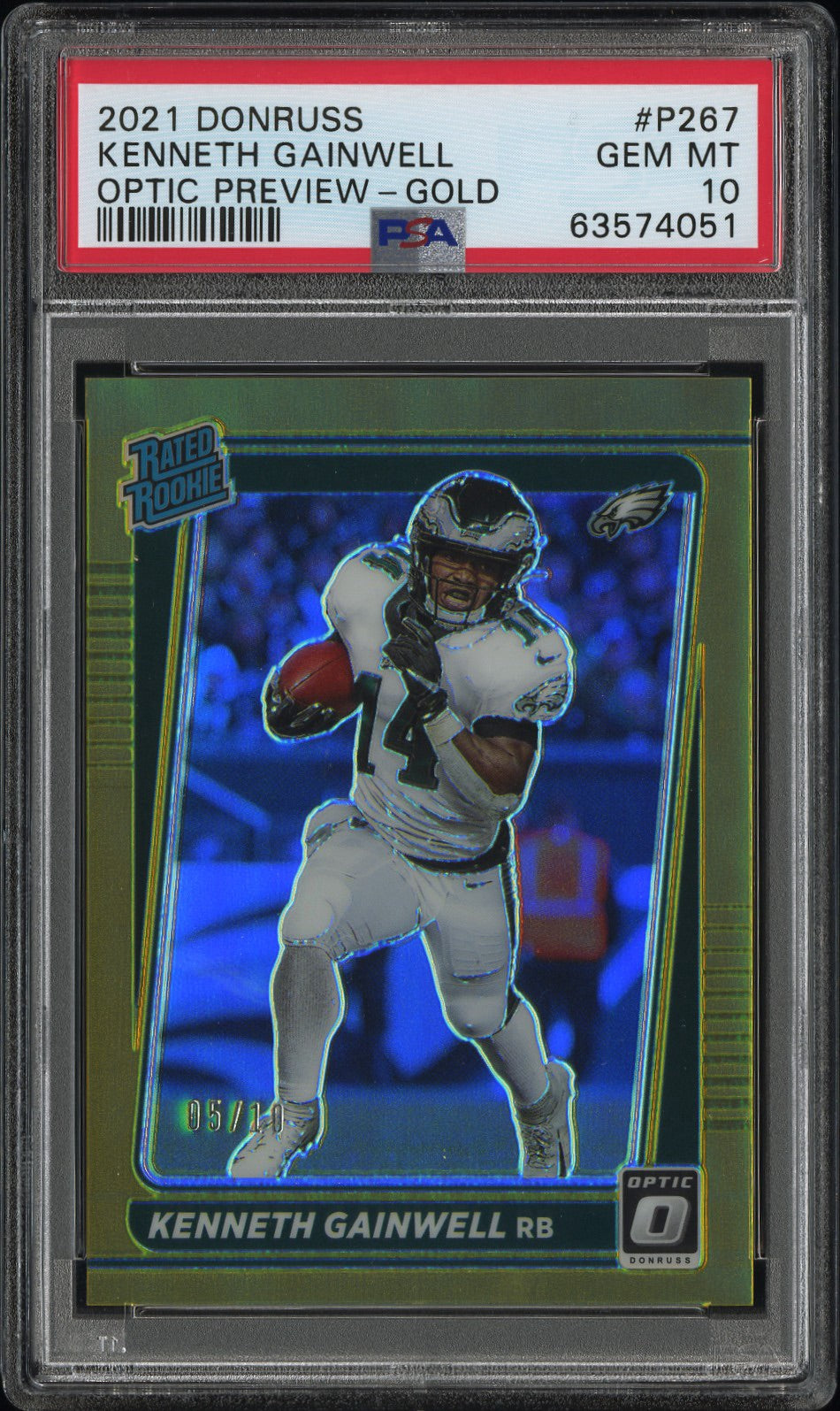 2021 Kenneth gainwell gold /10 p-267 Rookie RC PSA 10