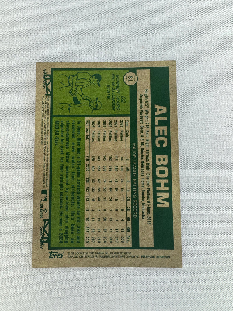 2026 Topps Heritage Alec Bohm Red /5 #81-2