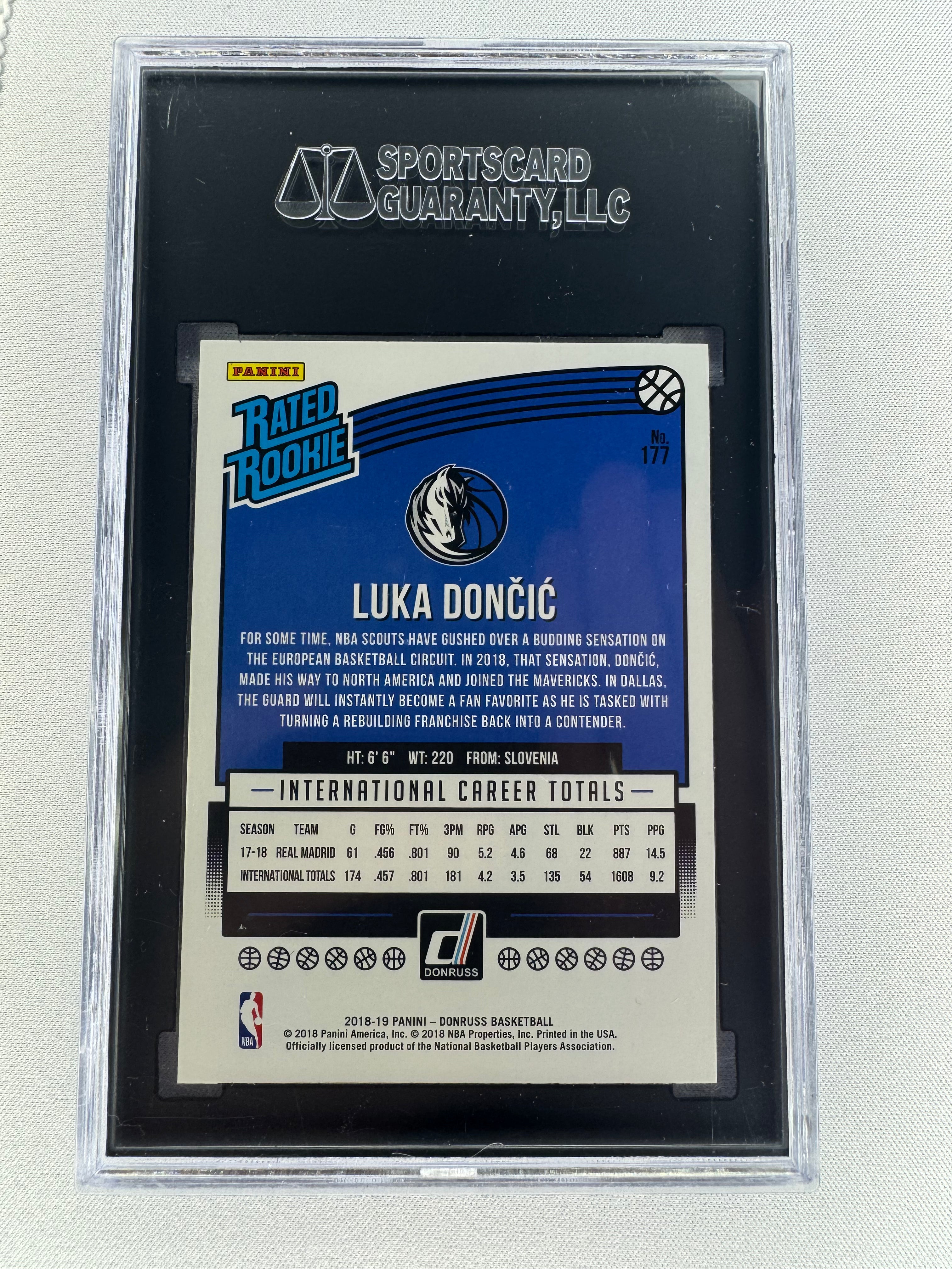 2018 Donruss Luka Dončić Rookie RC #177 SGC 9.5