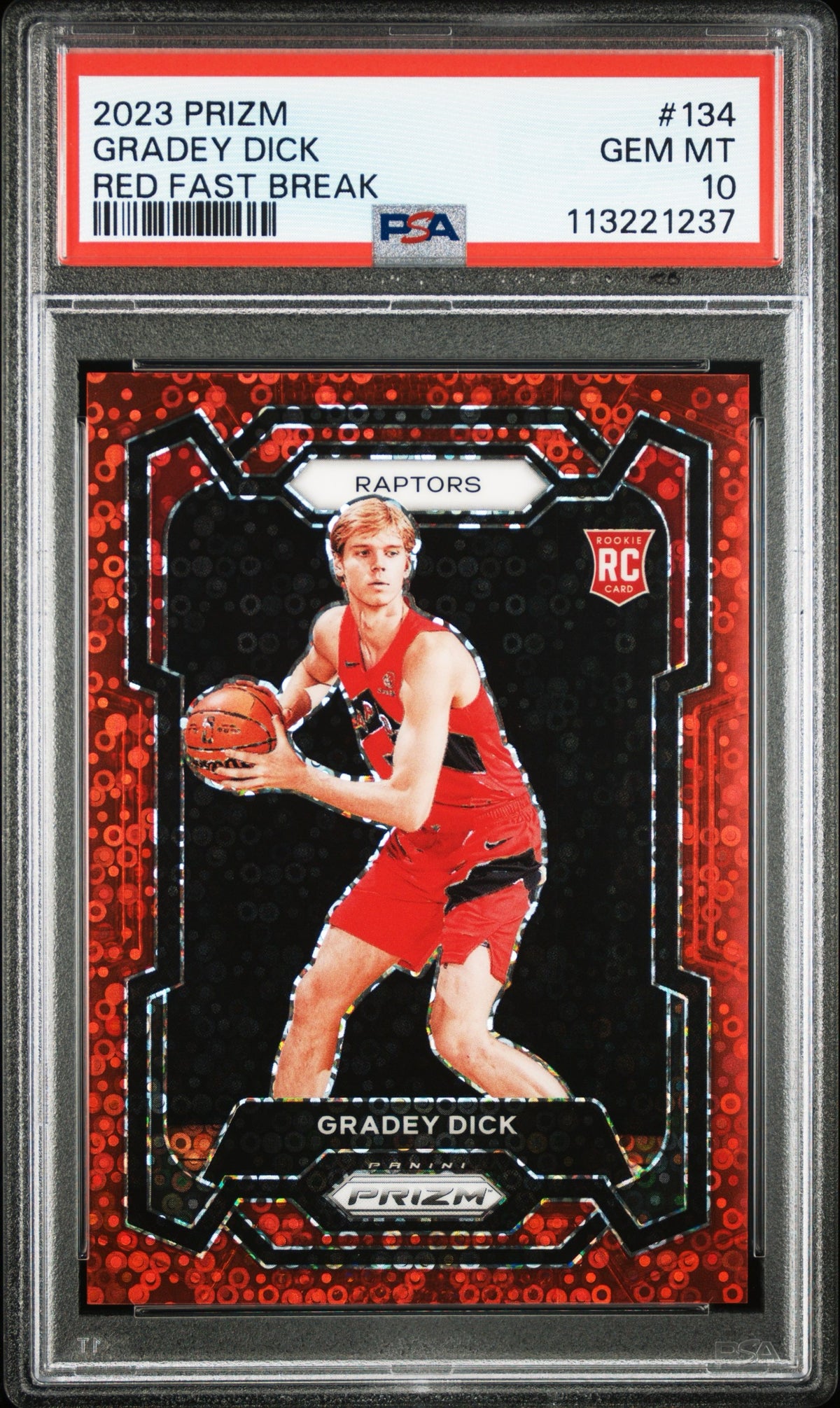 2023 PRIZM Grady Dick Red Fast Brake #134 /100 PSA 10-1