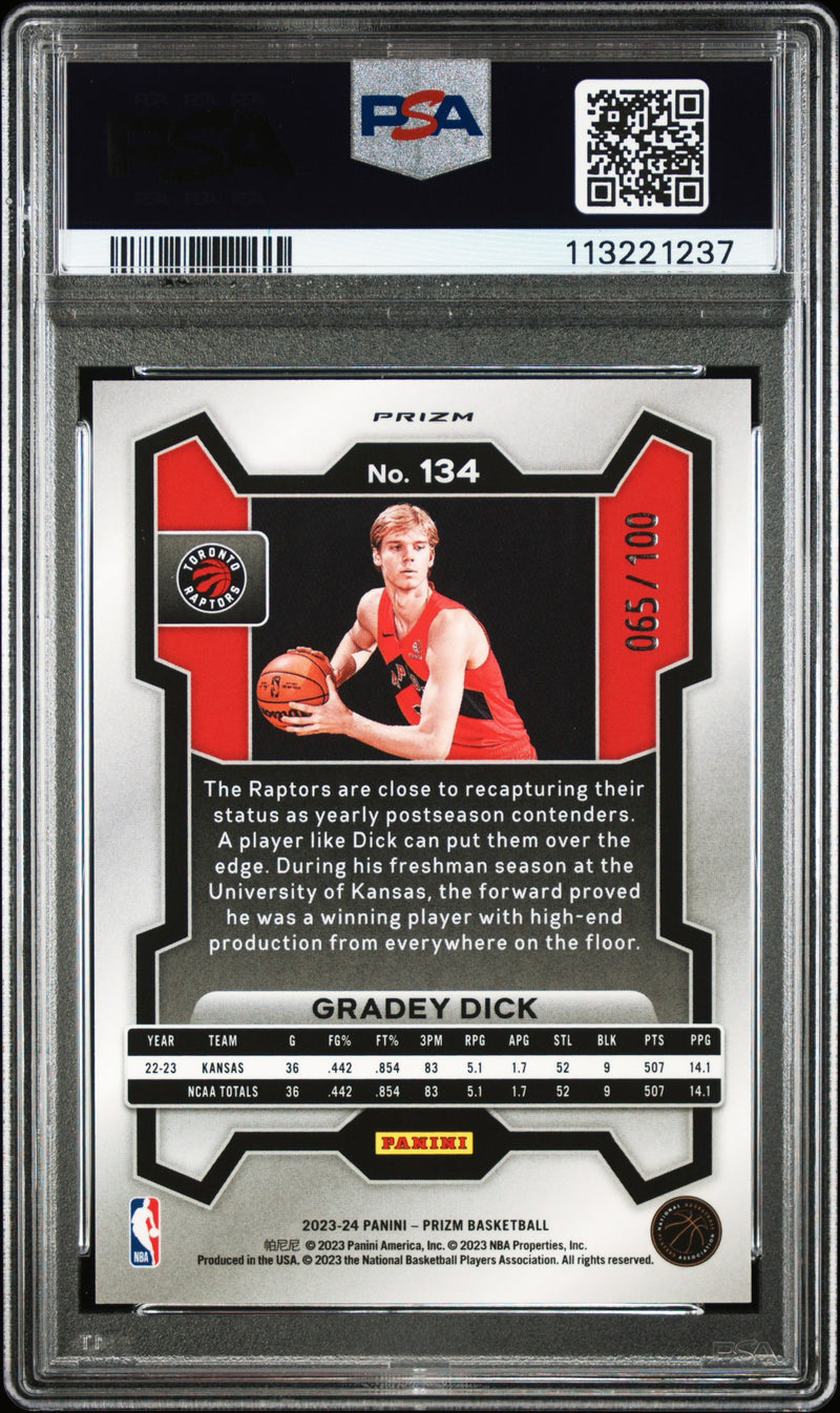 2023 PRIZM Grady Dick Red Fast Brake #134 /100 PSA 10-2