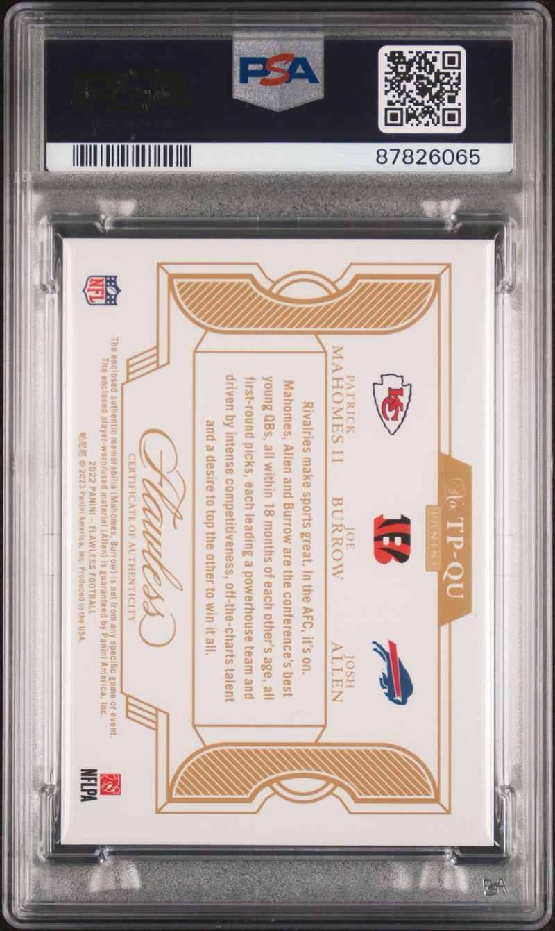 2022 Flawless Mahomes/Burrow/Allen Triple Patches  TP-QU 20/20-2