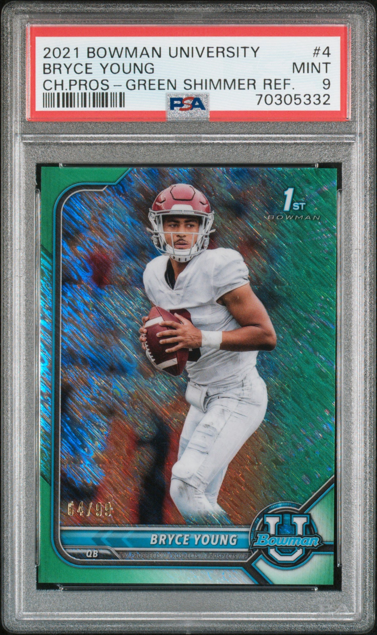 2021 Bowman Bryce Young Green Shimmer /99 #4 PSA 9-1