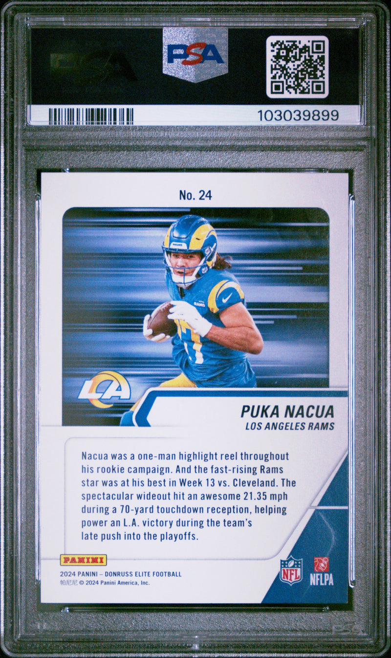 2024 donruss elite puka nacua full throttle black 1/1 psa 8-2