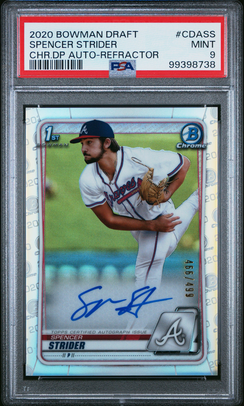 2020 Bowman Draft Spencer Strider Refractor Auto /499 CDA-SS PSA 9-1