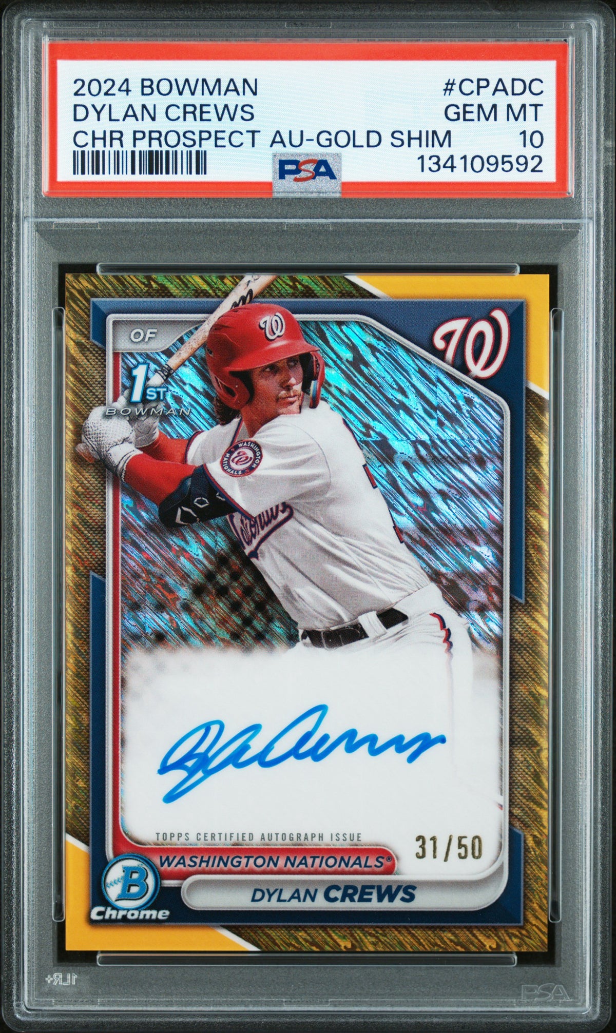 2024 BOWMAN CHROME PROSPECT AUTO #CPADC DYLAN CREWS /50 GOLD