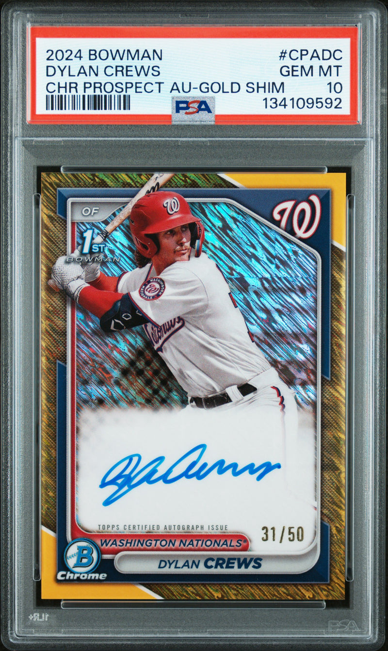 2024 BOWMAN CHROME PROSPECT AUTO #CPADC DYLAN CREWS /50 GOLD-1