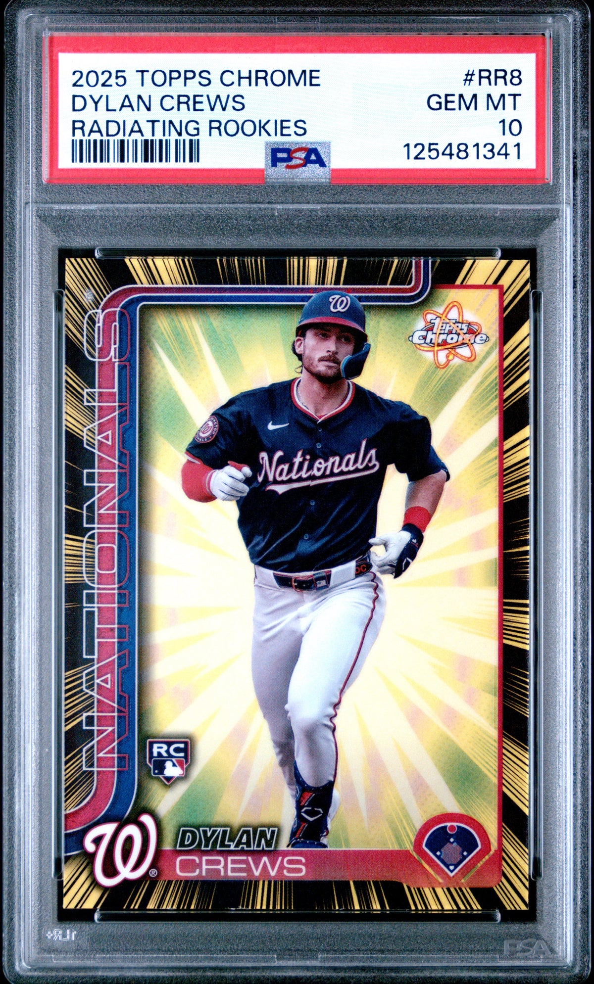2025 TOPPS CHROME RADIATING ROOKIES #RR8 DYLAN CREWS PSA 10