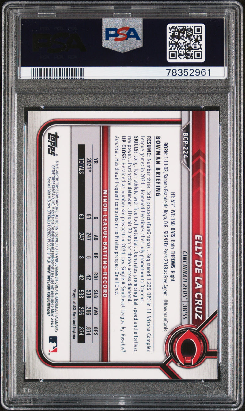 2022 BOWMAN CHROME PROSPECTS #BCP224 ELLY DE LA CRUZ PROSPECTS PSA 10-2