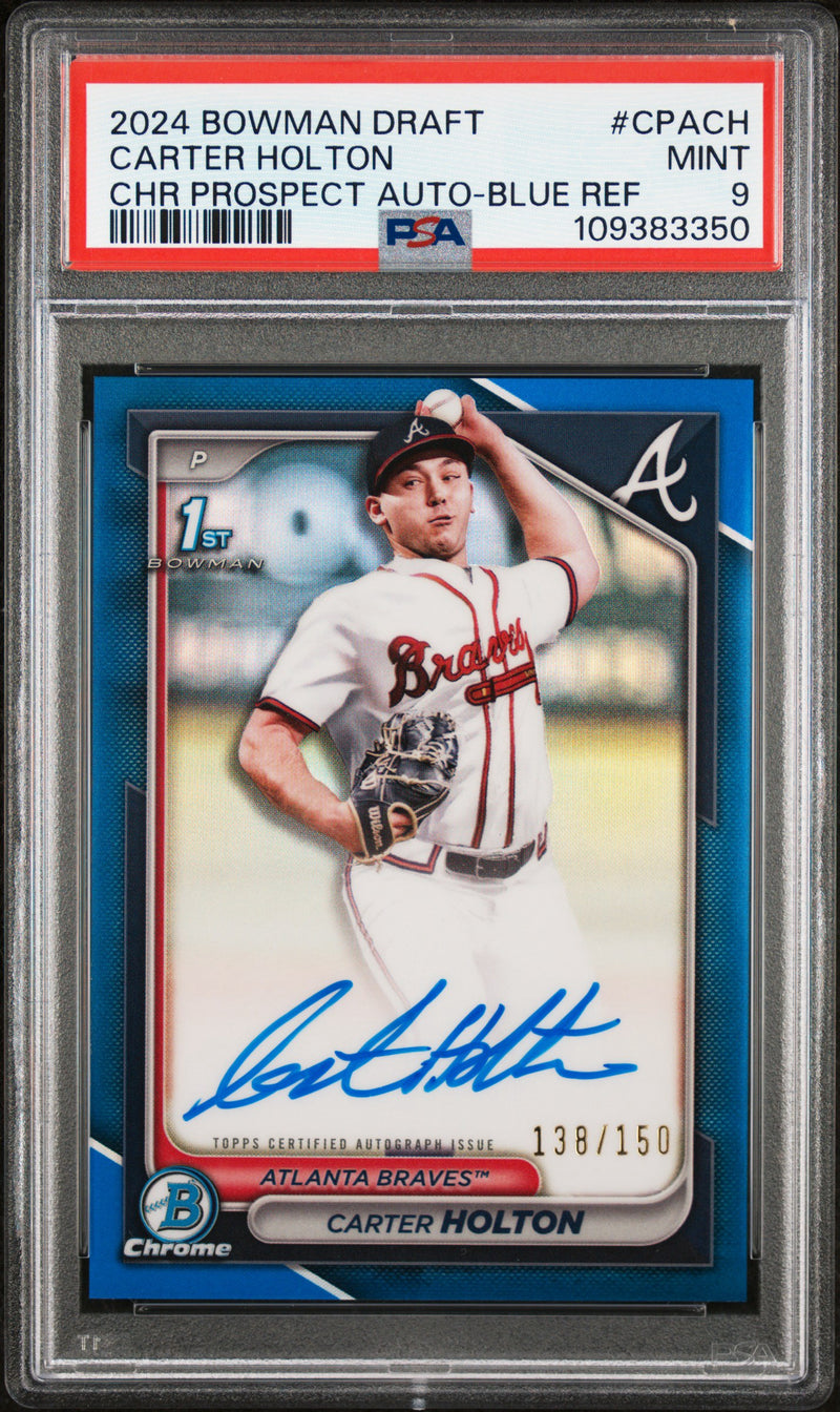 2024 BOWMAN DRAFT CHROME #CPACH CARTER HOLTON AUTO BLUE /150 PSA 9-1