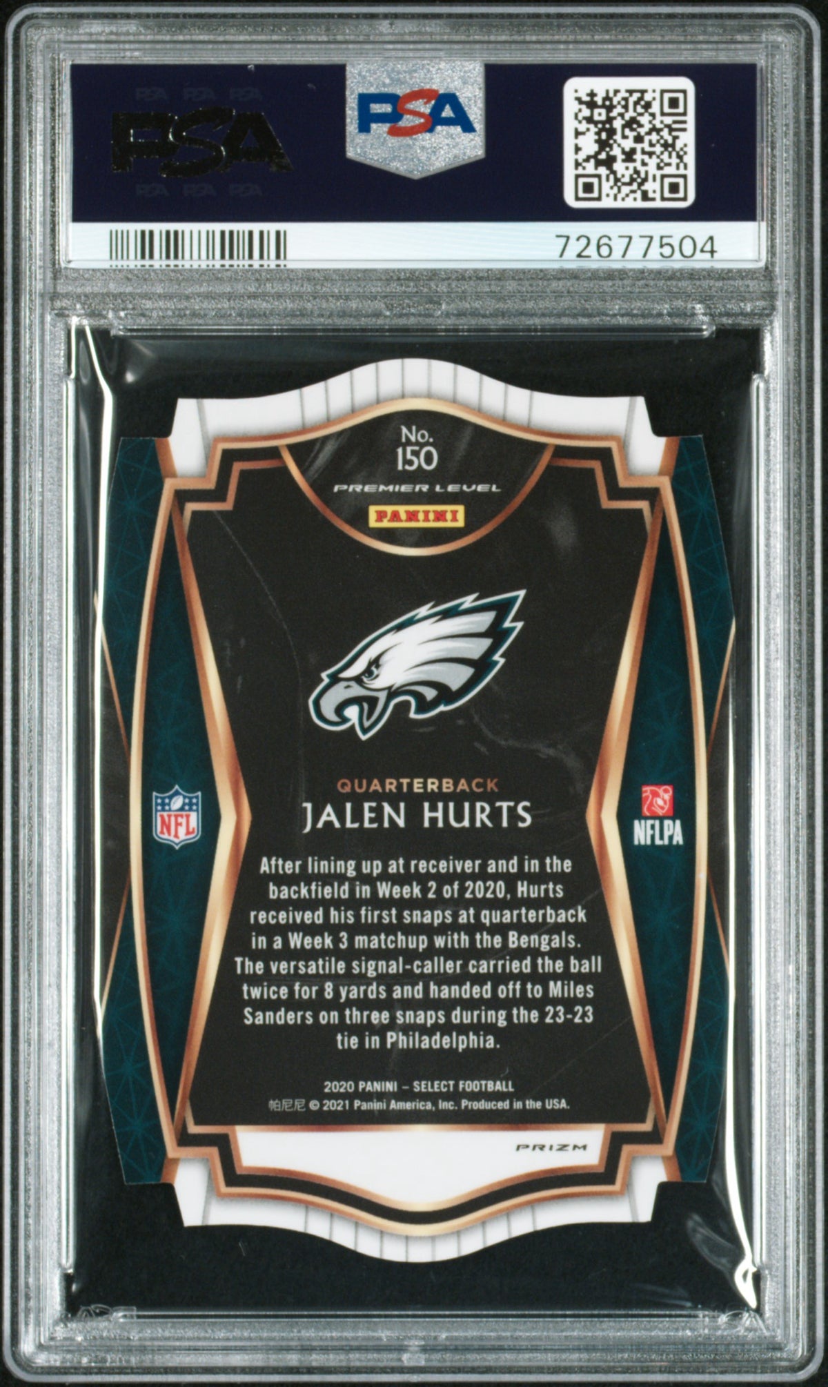 2020 Panini Select Jalen Hurts Dir Cut Light Blue Prizm 150 PSA 10