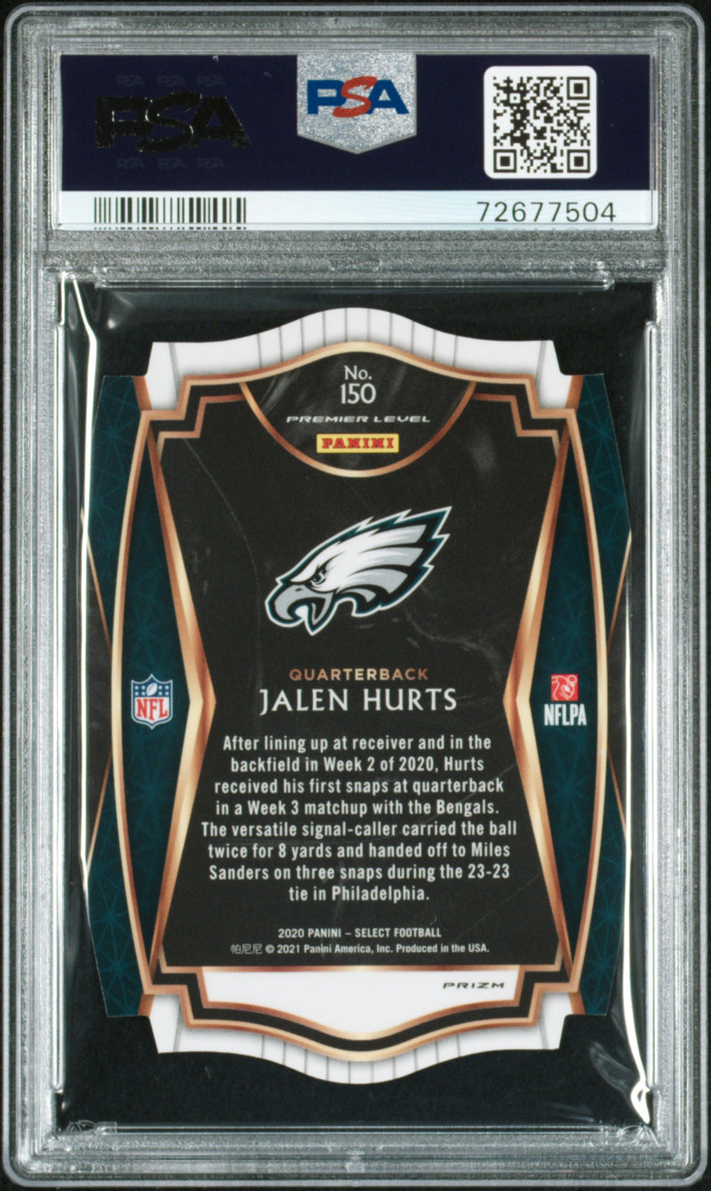 2020 Panini Select Jalen Hurts Dir Cut Light Blue Prizm 150 PSA 10-2