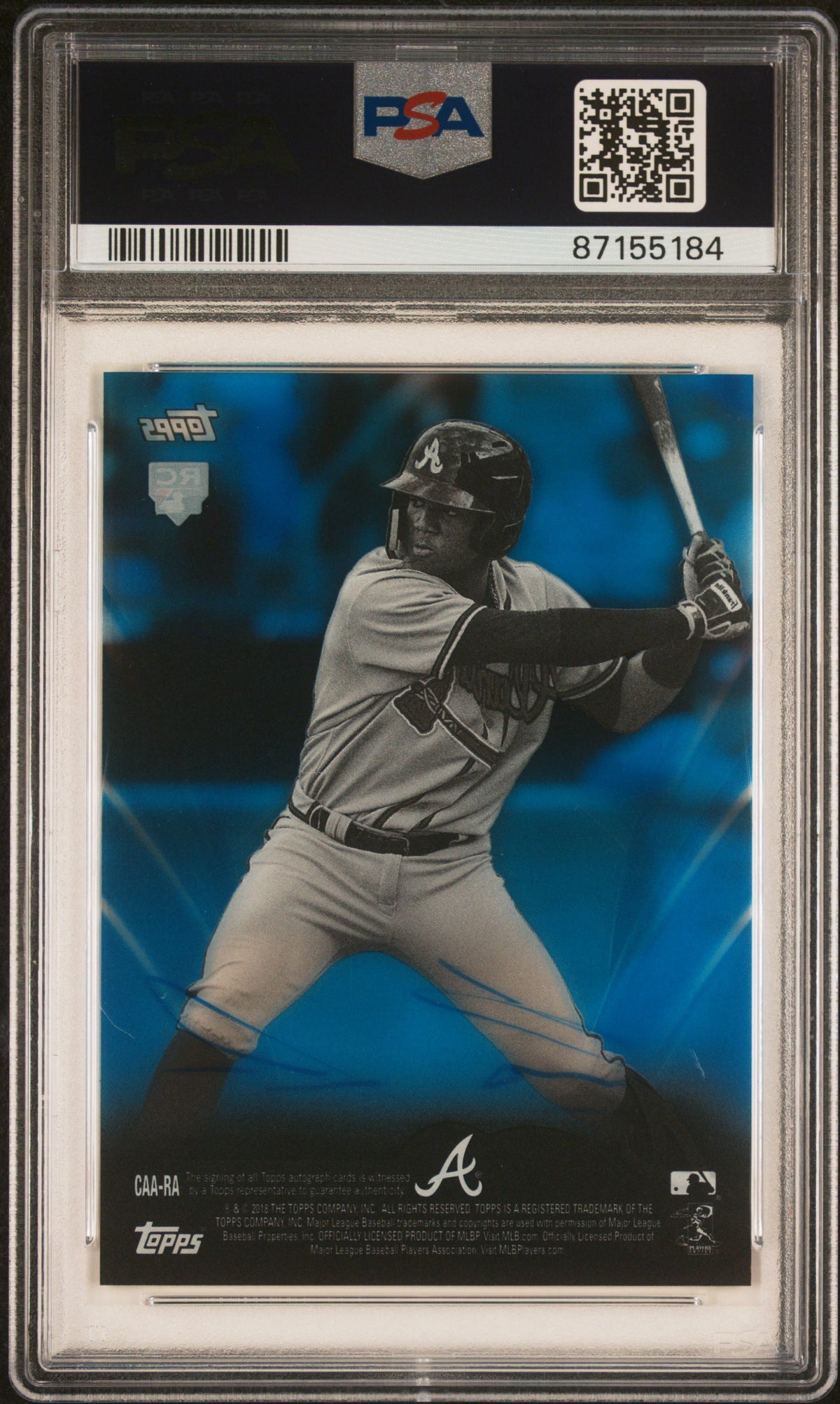 2018 Topp Clearly Ronald Acuna Blue Auto /25 CAA-RA PSA 8-2