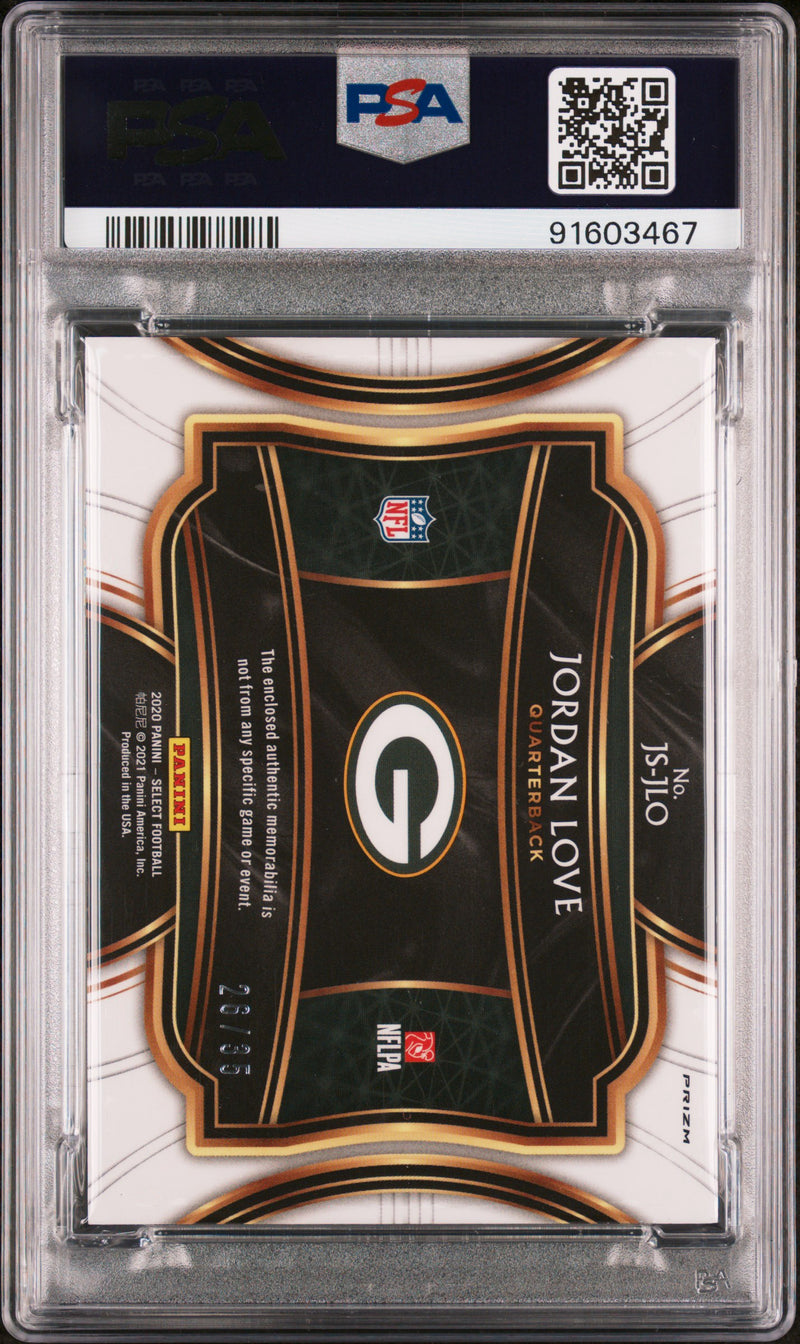 2020 Panini Select Jordan Love RC JS-JLO White /35 Mint 9 Auto 10 PSA-2