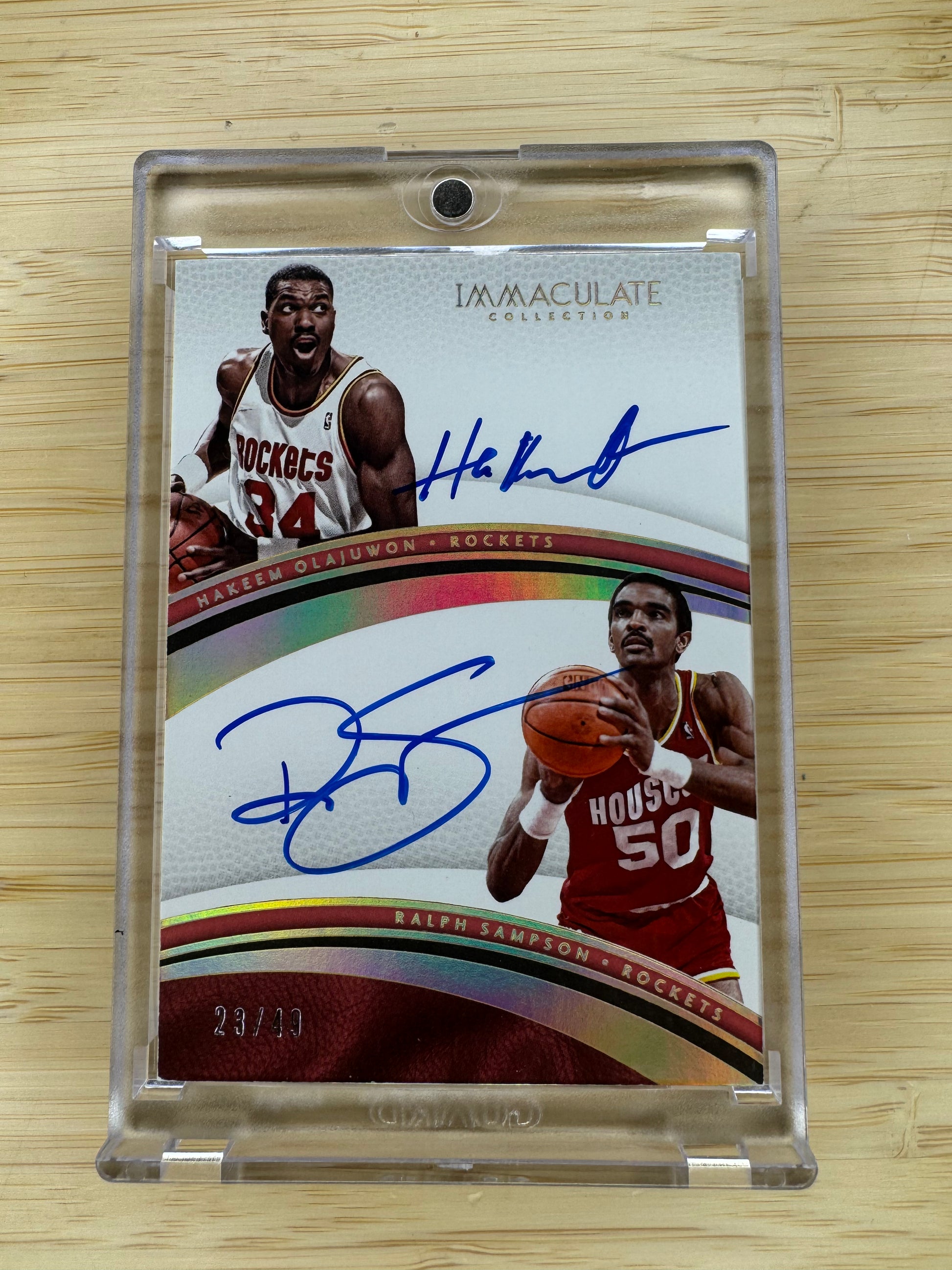 2016-17 Panini Immaculate Collection Hakeem Olajuwon Ralph Sampson Duals #58 Auto /49-1