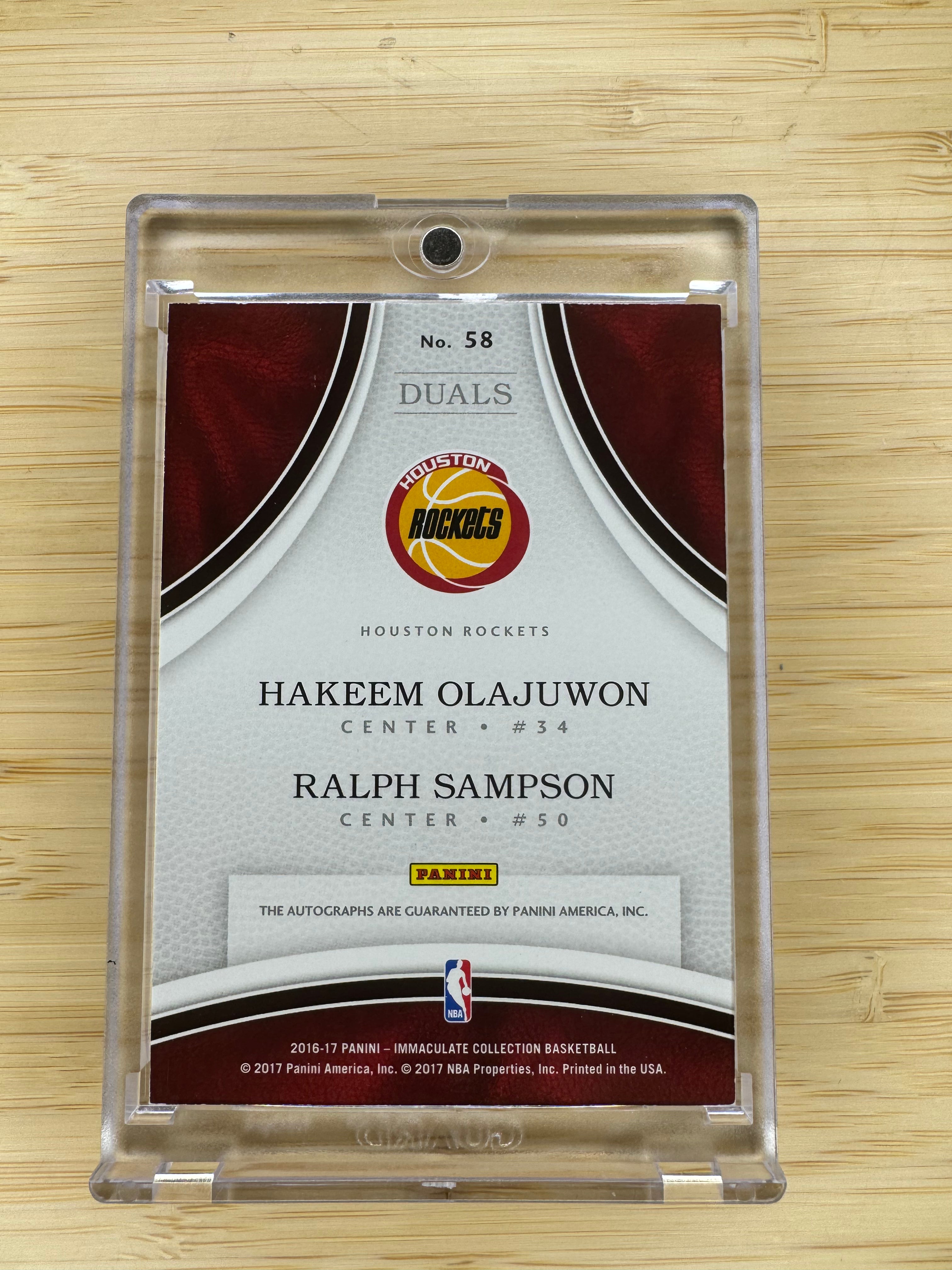 2016-17 Panini Immaculate Collection Hakeem Olajuwon Ralph Sampson Duals #58 Auto /49