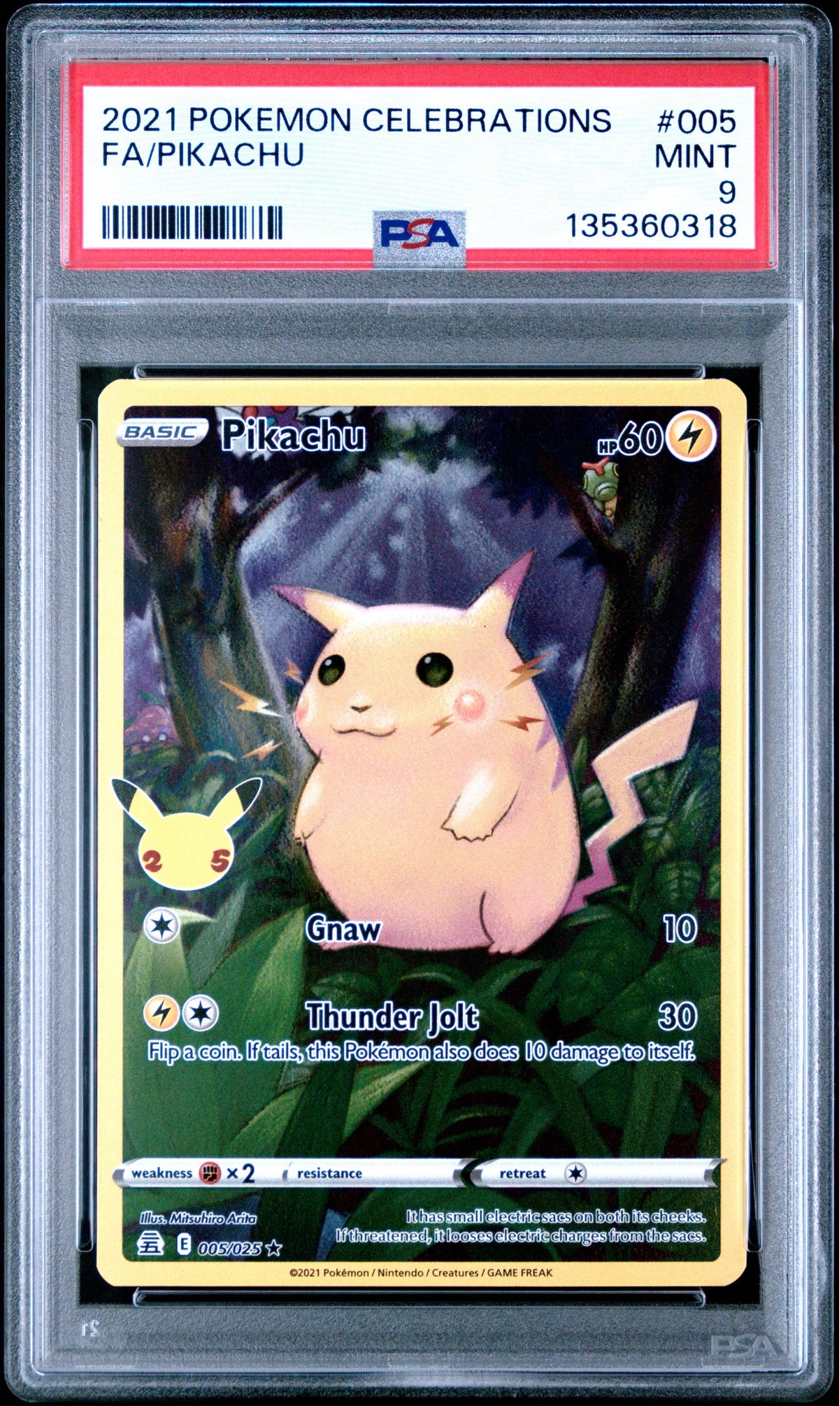 2021 POKEMON CELEBRATIONS #005 FULL ART/PIKACHU PSA 9-1