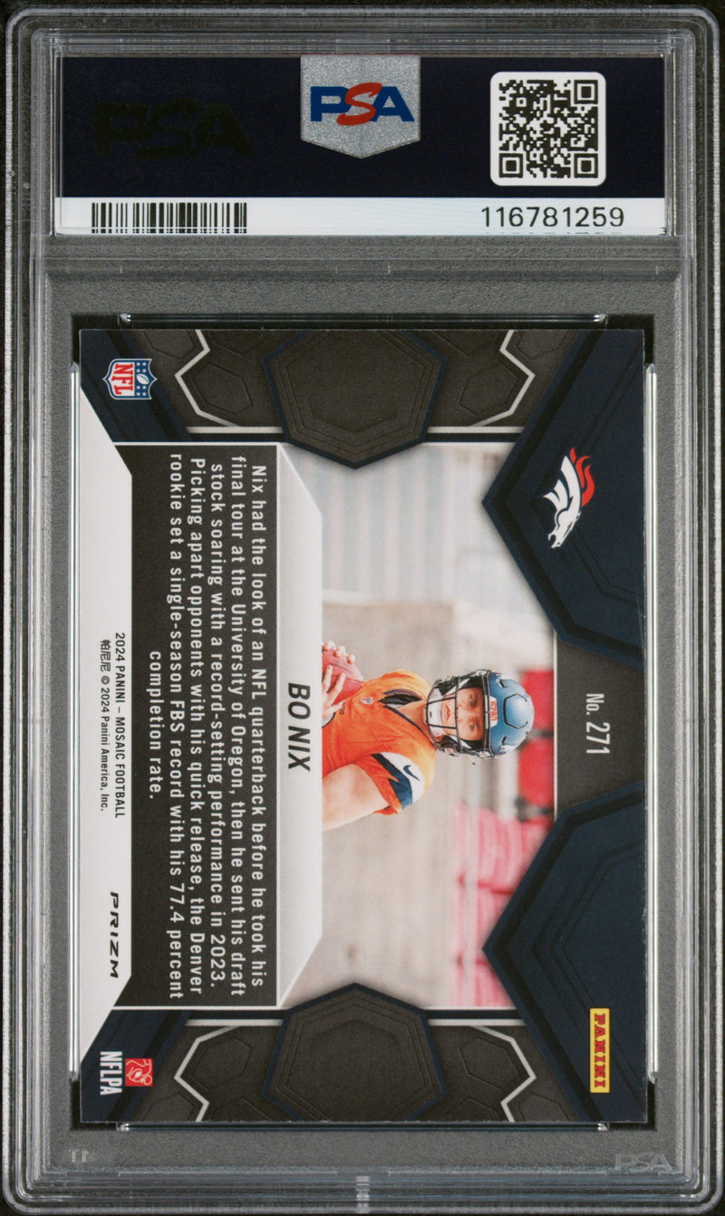 2024 PANINI MOSAIC #271 BO NIX MOSAIC PSA 10-2