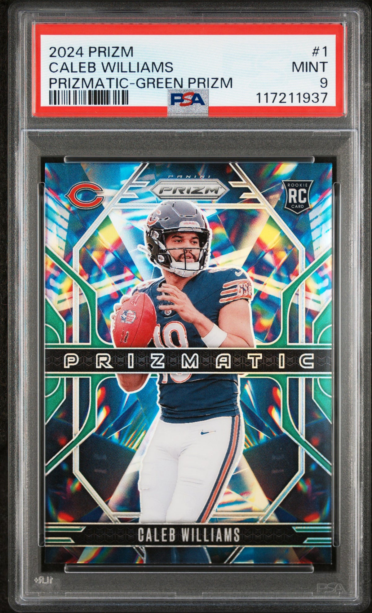 2024 Prizm Caleb Williams Prismatic Green 1 PSA 9