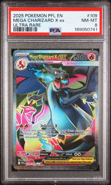 2025 Pokemon Mega Charizard X EX #109 Ultra Rare PSA 8-1