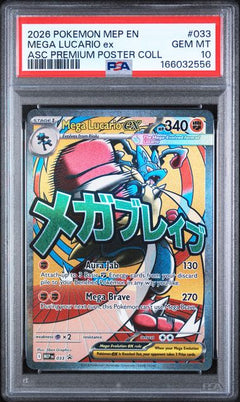 2026 Mega Lucario EX Asceneded Heores Premium Poster Collection PSA 10-1