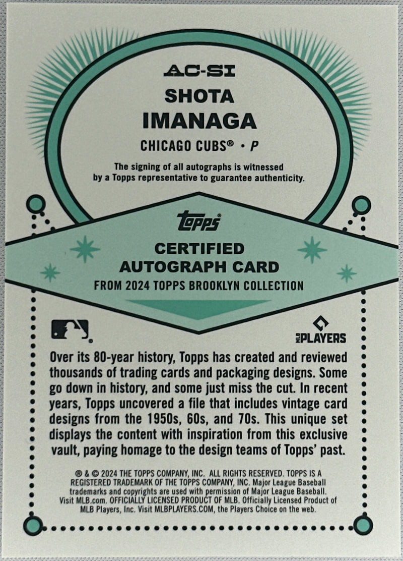 2024 Topps Certified Brooklyn Collection Shota Imanaga Rookie RC Auto /99 #AC-SI-2