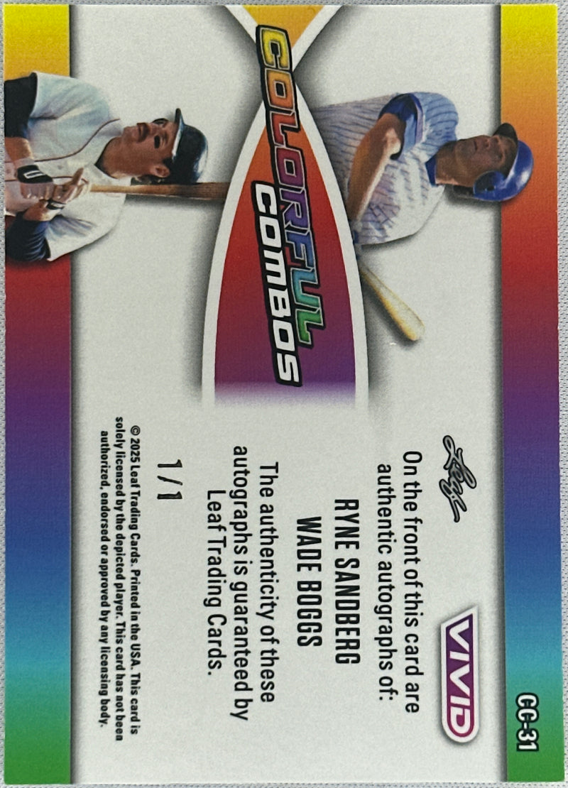 2025 Leaf Vivid Ryne Sandberg & Wade Boggs Colorful Combos Auto 1/1 #CC-31-2