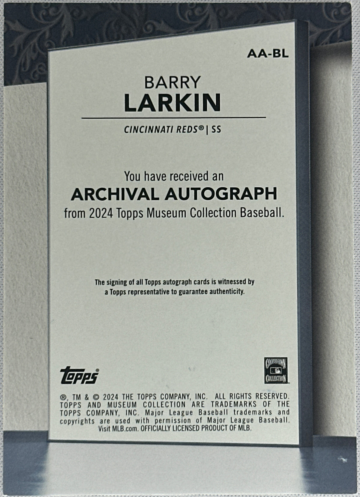 2024 Topps Certified Barry Larkin Auto /25 #AA-BL-2