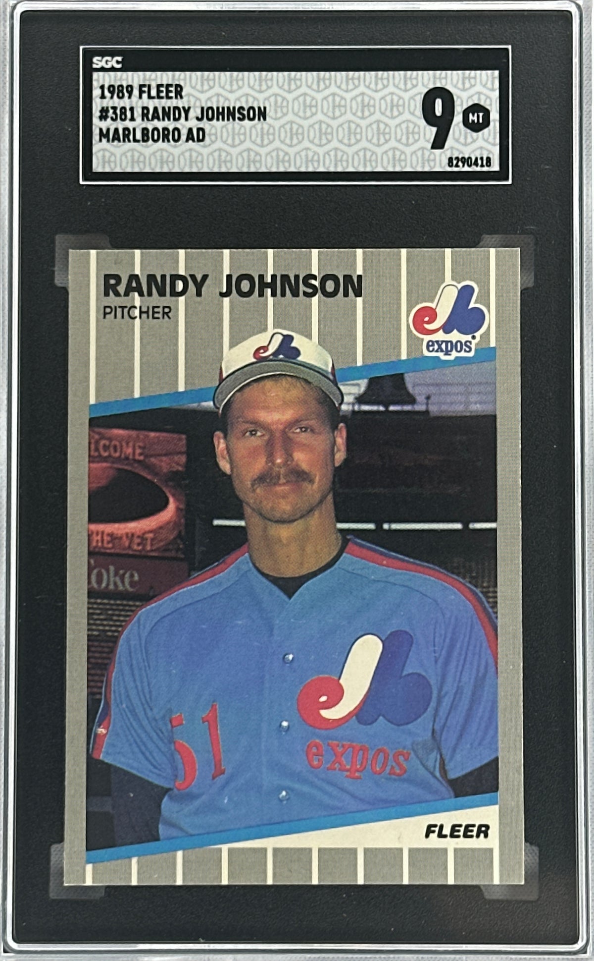 1989 Fleer Randy Johnson Marlboro AD SGC 9 #381