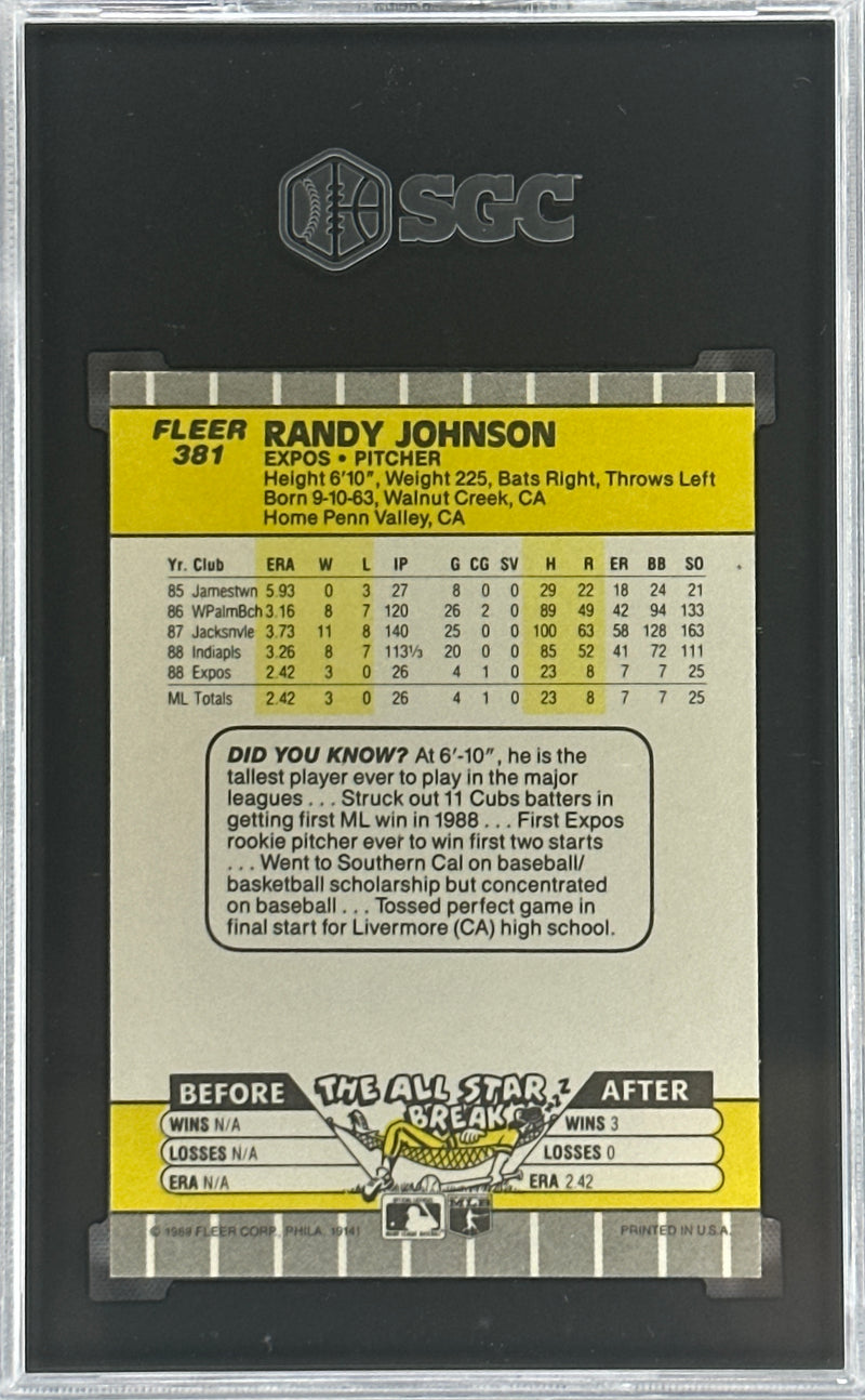 1989 Fleer Randy Johnson Marlboro AD SGC 9 #381-2