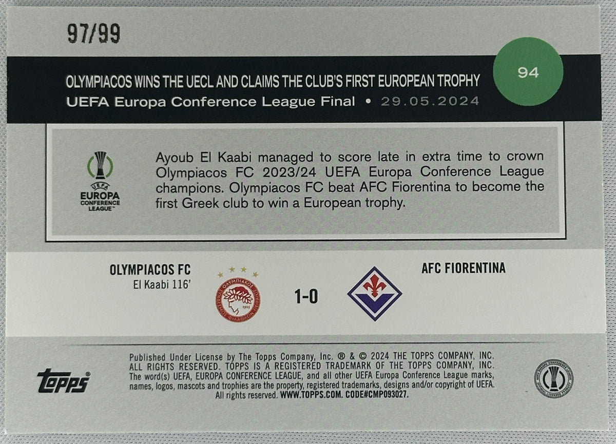 2024 Topps Olympiacos FC Title Winners Green /99 #94-2
