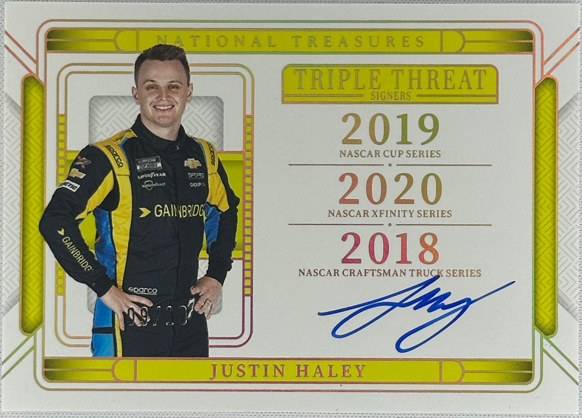 2025 National Treasures Justin Haley Triple Threat Signers Auto /10 #TTS-JHY