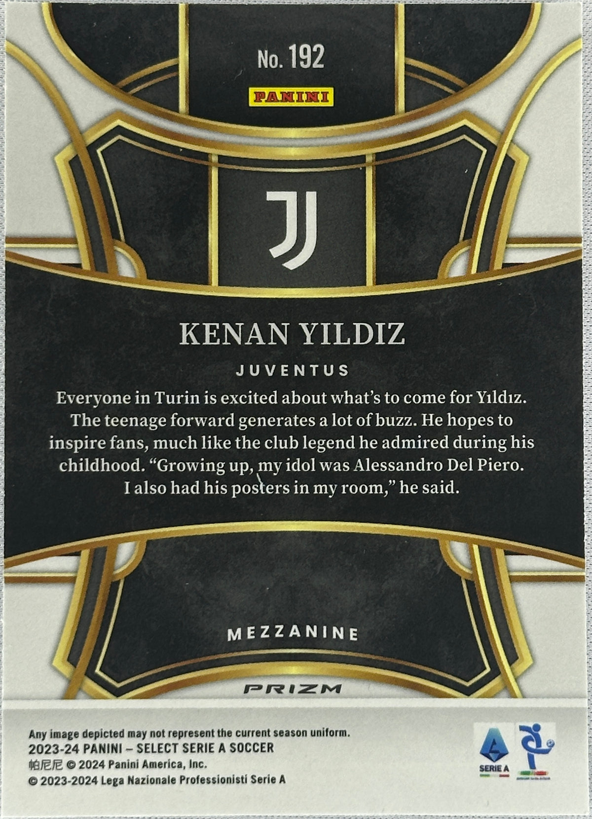 2023 Select Serie A Kenan Yildiz Rookie RC Silver #192-2